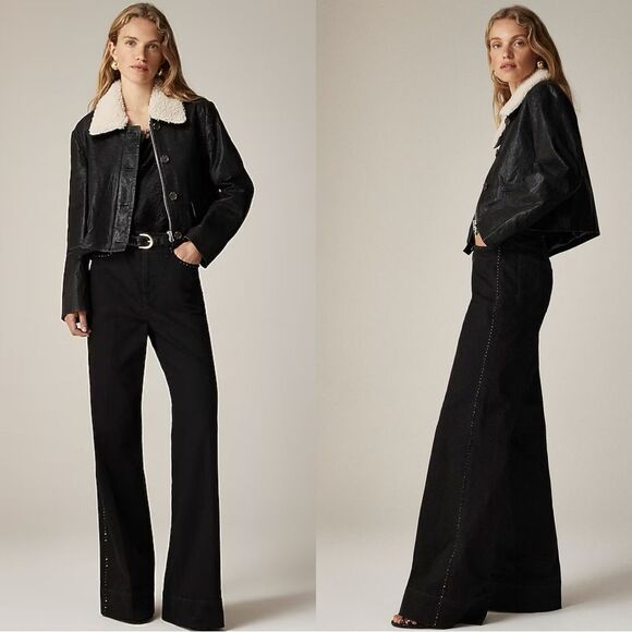 NWT J CREW Embellished denim trouser in Black Rinse - Picture 1 of 7